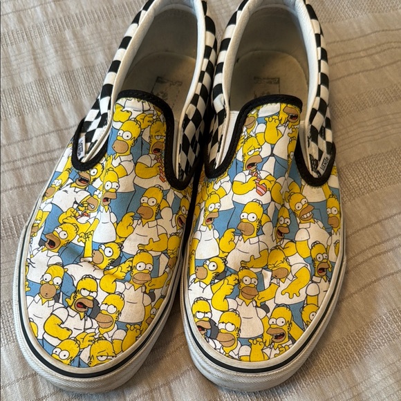 Vans Homer Simpson and Black and White Checkered Slip-Ons - Picture 1 of 8